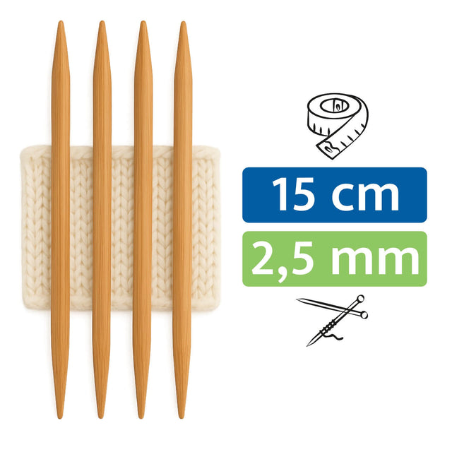 PONY® Bamboo Nadelspiel 2,50 mm / 15 cm für Socken