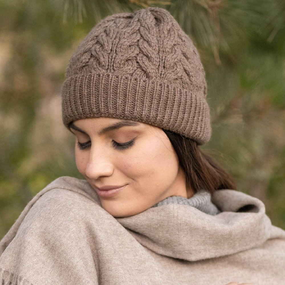 ALPAWOOL® Baby 50 Ensemble de tricot Bonnet Chocolat NFA08
