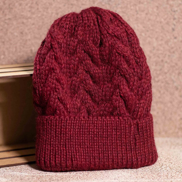 ALPAWOOL® Baby 50 Knitting Set Hat Wine Red Melange HF179