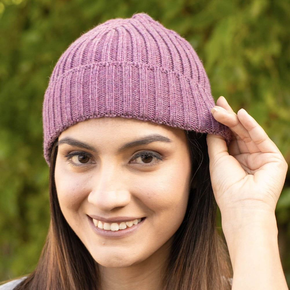 ALPAWOOL® Baby 100 Knitting Set Hat Wine Red Melange HF179