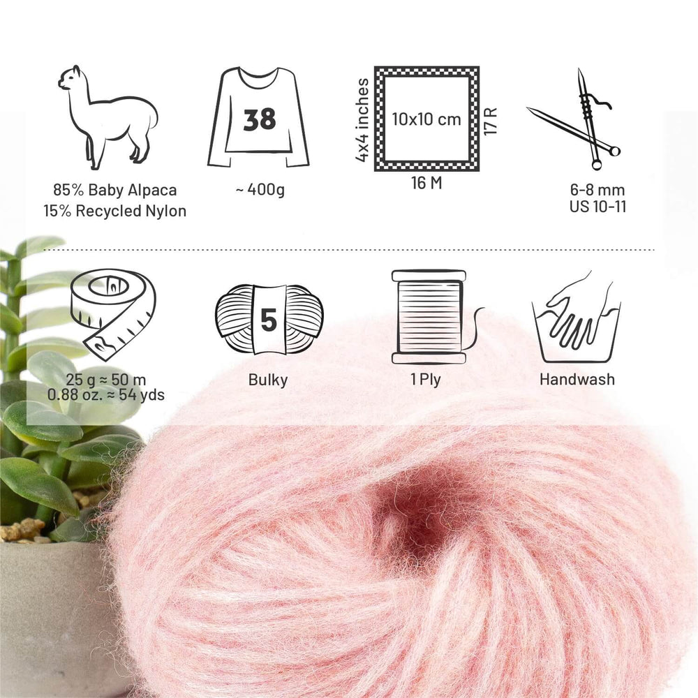 Alpawool® Baby 50 Light HF161 - 6er Set Alpakawolle Perlrosa Melange