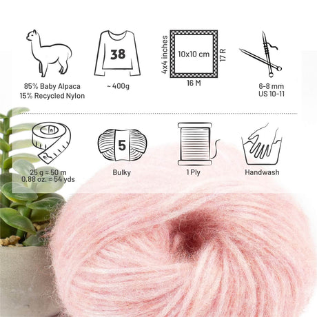 Alpawool® Baby 50 Light HF161 - 6er Set Alpakawolle Perlrosa Melange