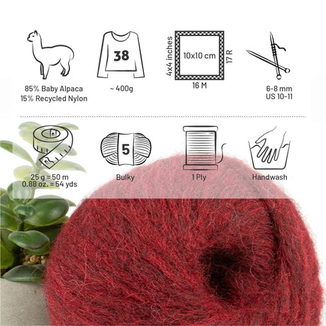 Alpawool® Baby 50 Light HF179 - 6er Set Alpakawolle Weinrot Melange
