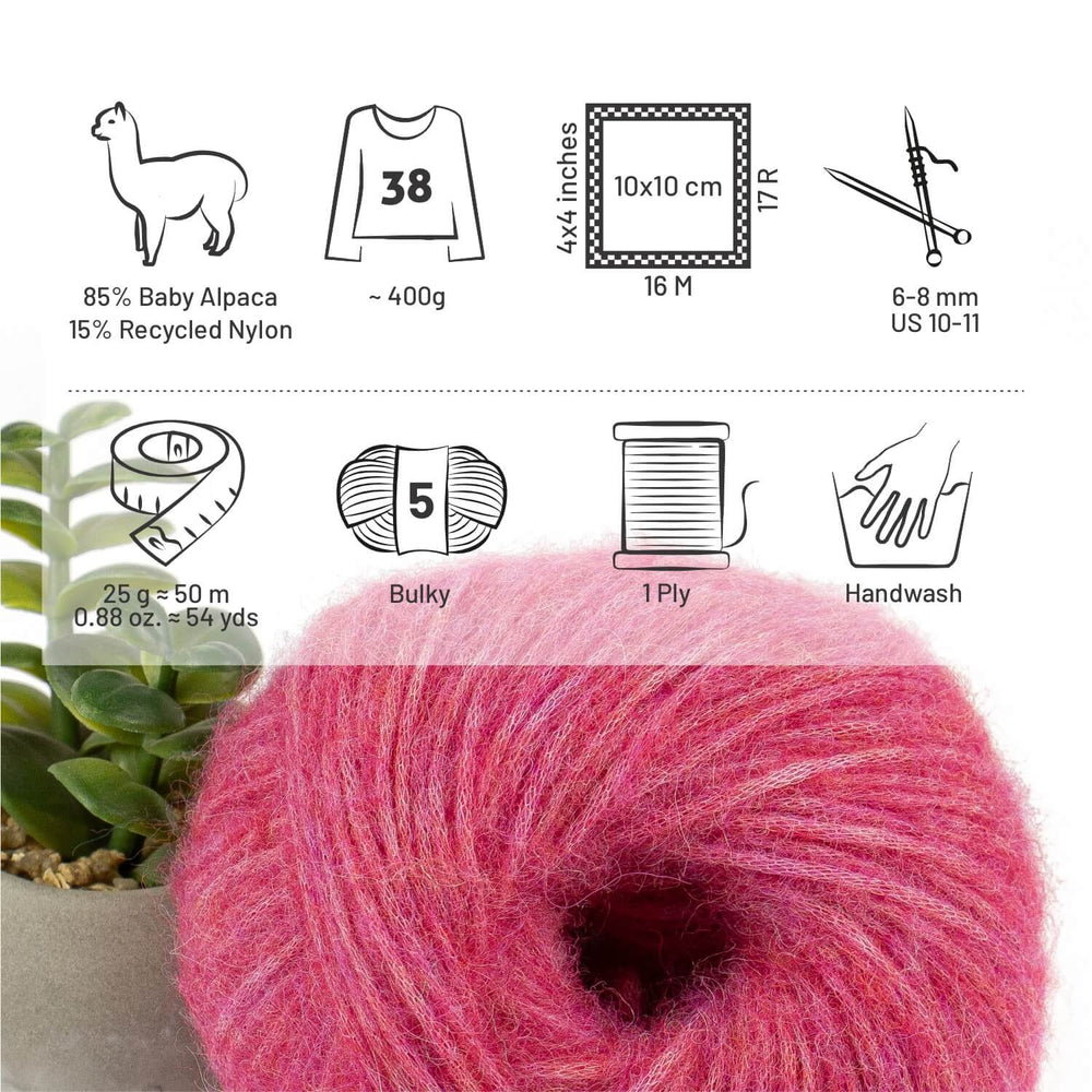 Alpawool® Baby 50 Light HF191 - 6er Set Alpakawolle Himbeersahne Melange