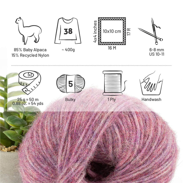 Alpawool® Baby 50 Light HF197 - 6er Set Alpakawolle Beere Melange