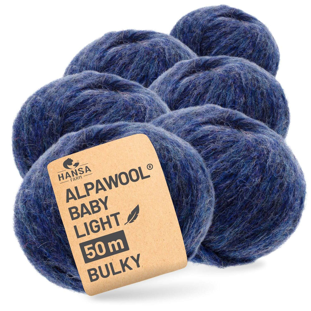 Alpawool® Baby 50 Light HF236 - 6er Set Alpakawolle Dunkelblau Melange