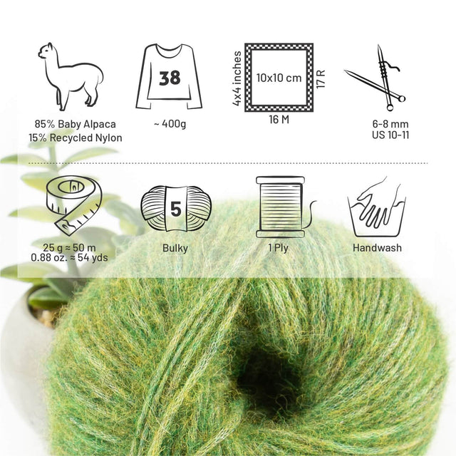 Alpawool® Baby 50 Light HF285 - 6er Set Alpakawolle Mittelgrün Melange