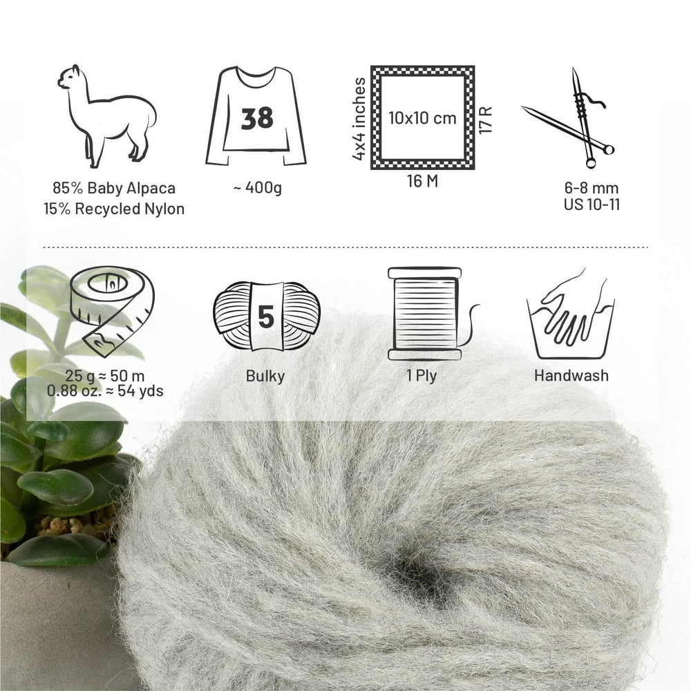 Alpawool® Baby 50 Light NFA09 - 6er Set Alpakawolle Silbergrau