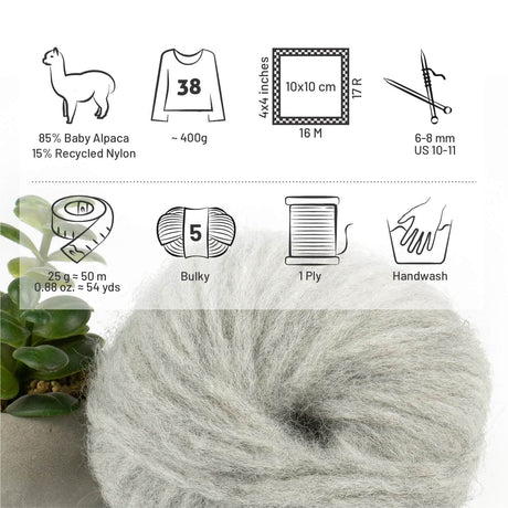 Alpawool® Baby 50 Light NFA09 - 6er Set Alpakawolle Silbergrau