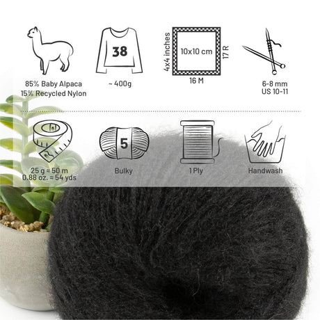 Alpawool® Baby 50 Light NFA15 - 6er Set Alpakawolle Schwarz