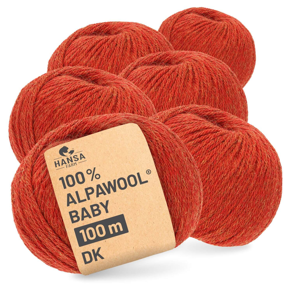 Alpawool® Baby 100 DK HF149 - 6x50g Alpaca Wool Orange Melange