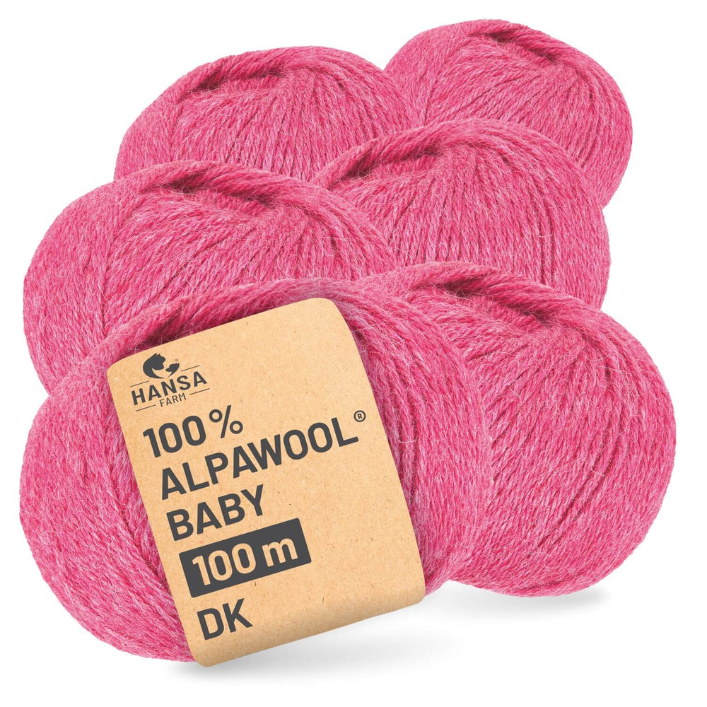 Alpawool® Baby 100 DK HF191 - 6x50g Alpaca Wool Raspberry Cream Melange
