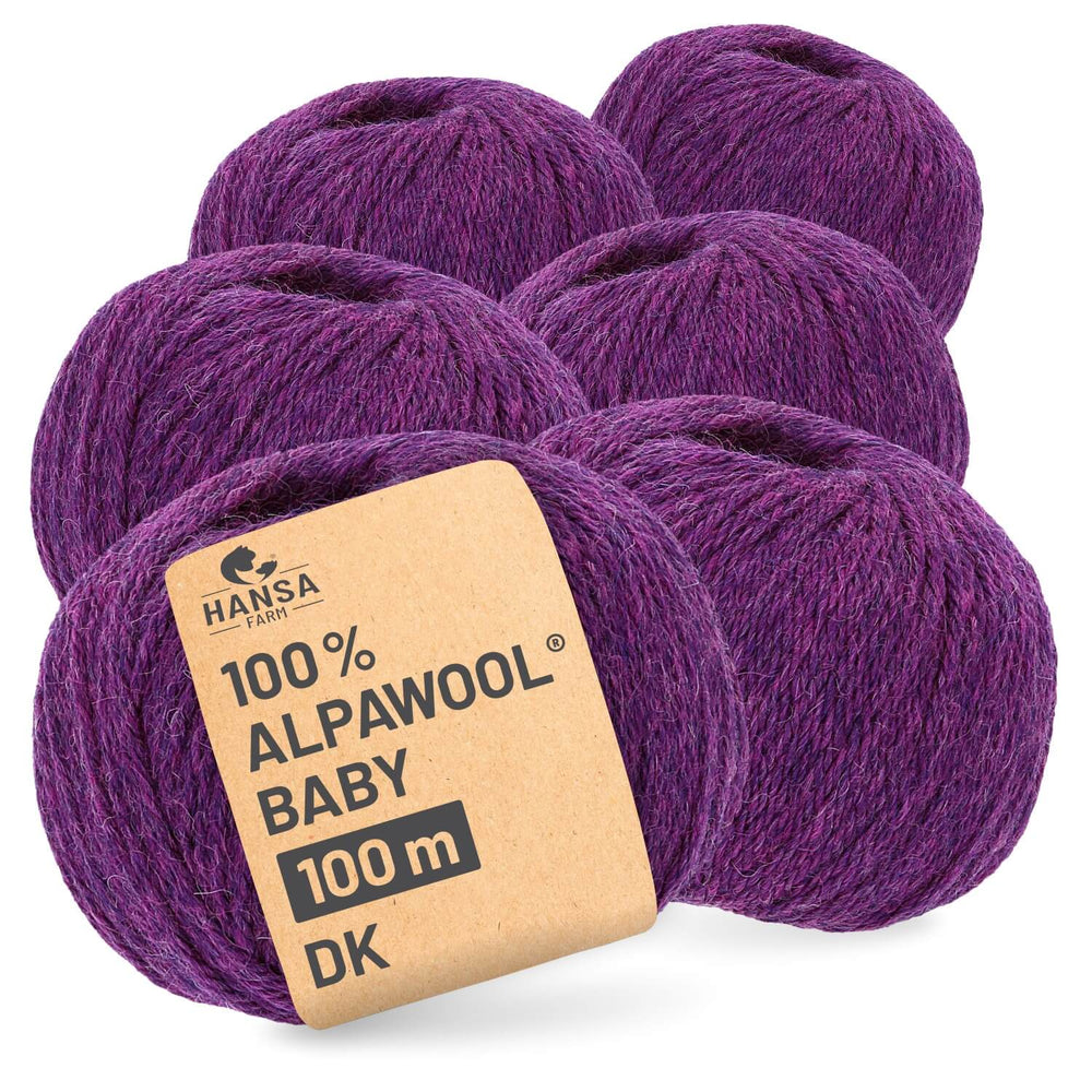 Alpawool® Baby 100 DK HF204 - 6x50g Alpaca Wool Purple Melange