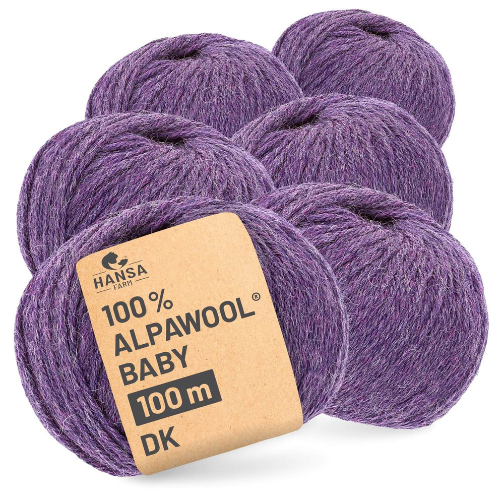 Alpawool® Baby 100 DK HF216 - 6x50g Alpaca Wool Medium Purple Melange
