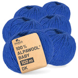Alpawool® Baby 100 DK HF234 - 6x50g Alpaca Wool Royal Blue Melange