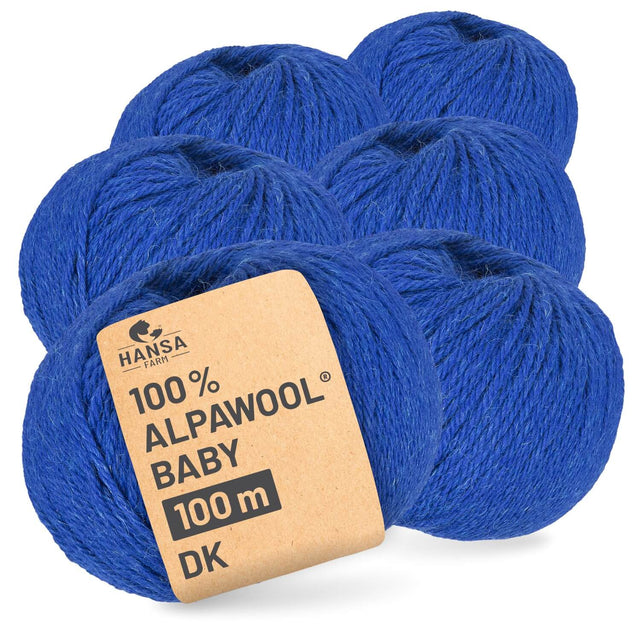 Alpawool® Baby 100 DK HF234 - 6x50g Alpaca Wool Royal Blue Melange