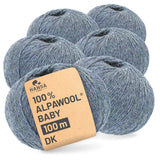 Alpawool® Baby 100 DK HF243 - 6x50g Alpakawolle Grau-Grün Melange