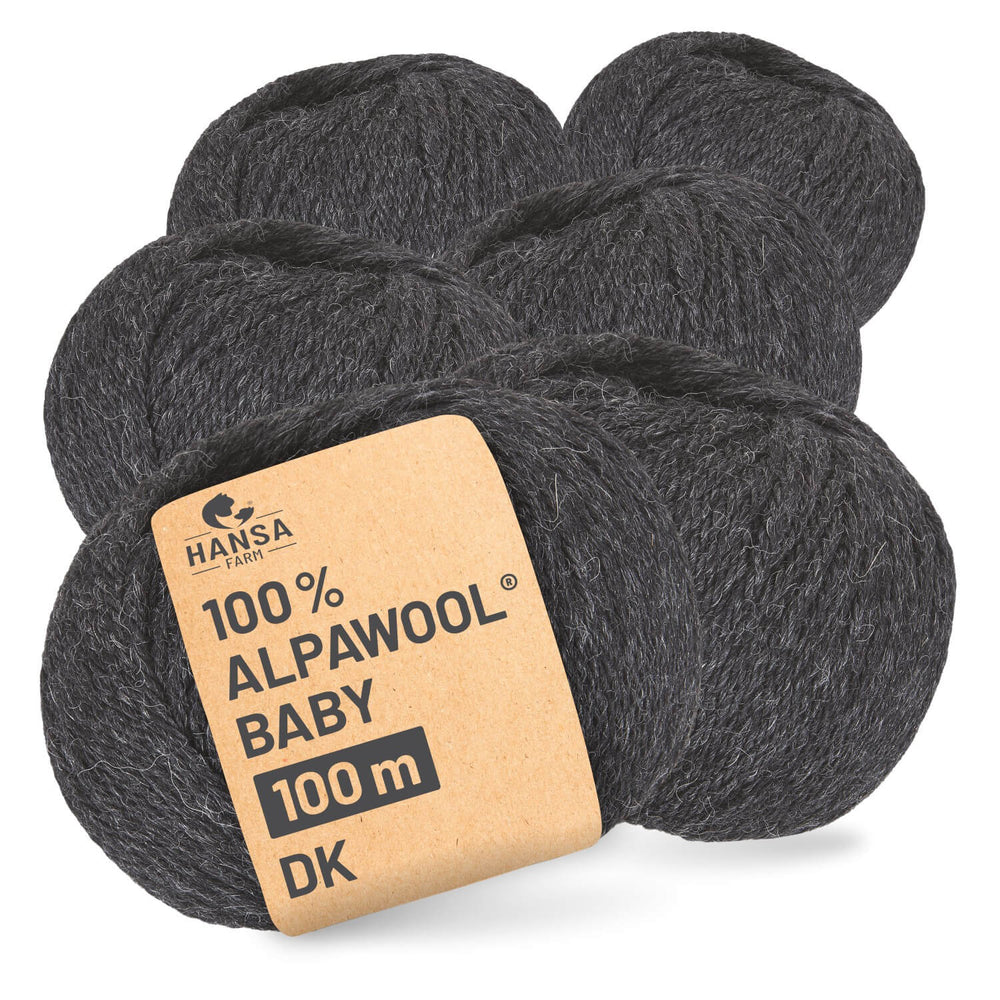 Alpawool® Baby 100 DK NFA14 - 6x50g Alpakawolle Anthrazit
