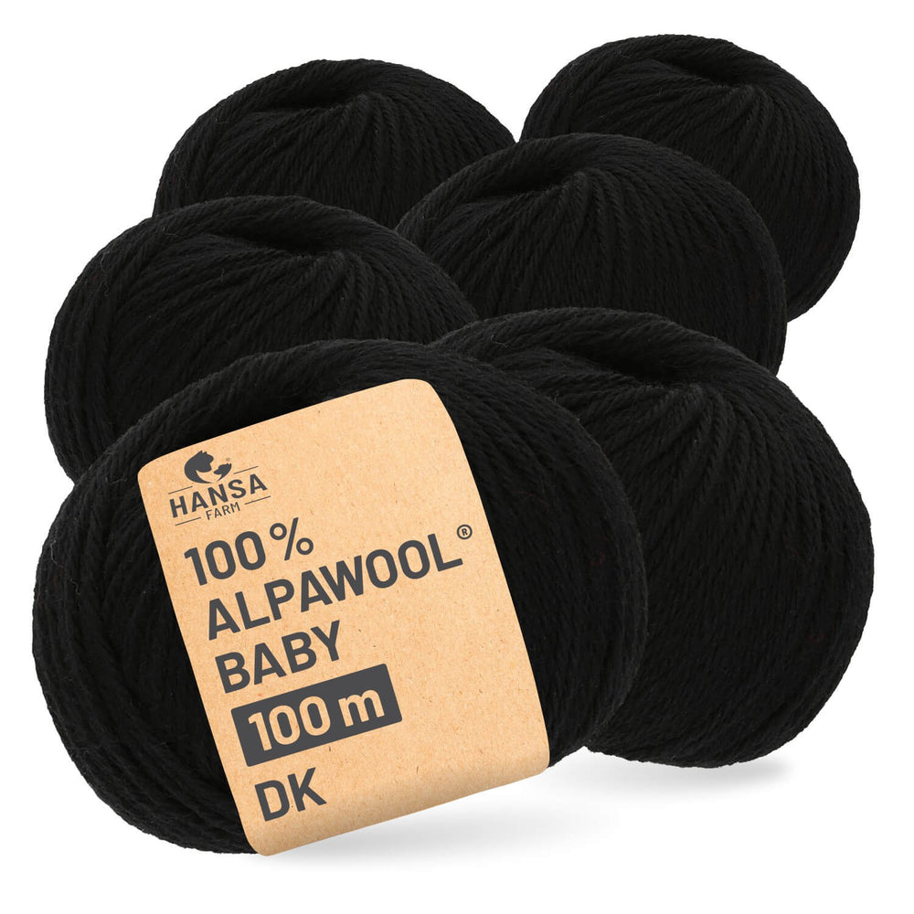 Alpawool® Baby 100 DK NFA15 - 6x50g Alpaca Wool Black