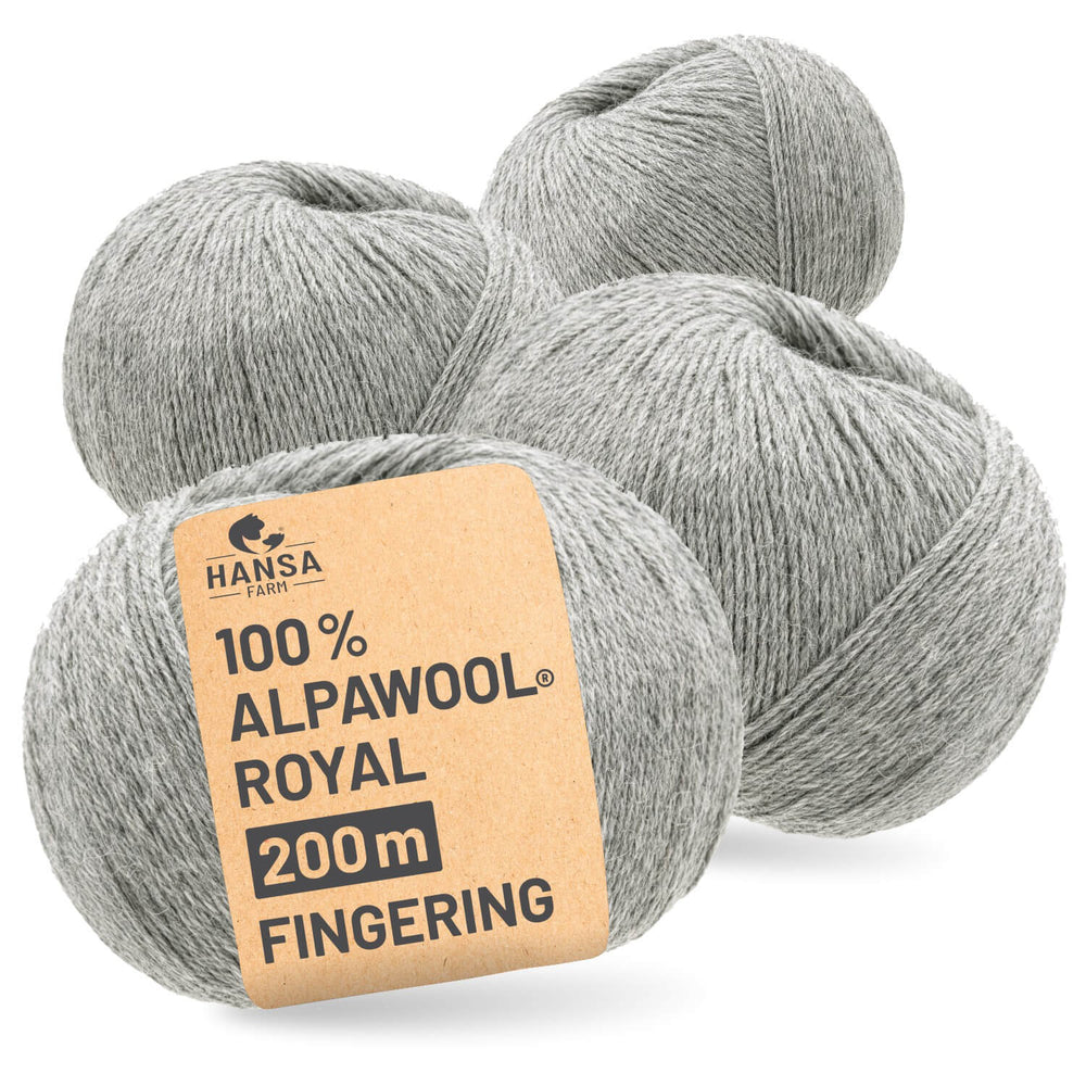 Alpawool® Royal 200 Fingering NFA09 - 4x50g Alpakawolle Silbergrau