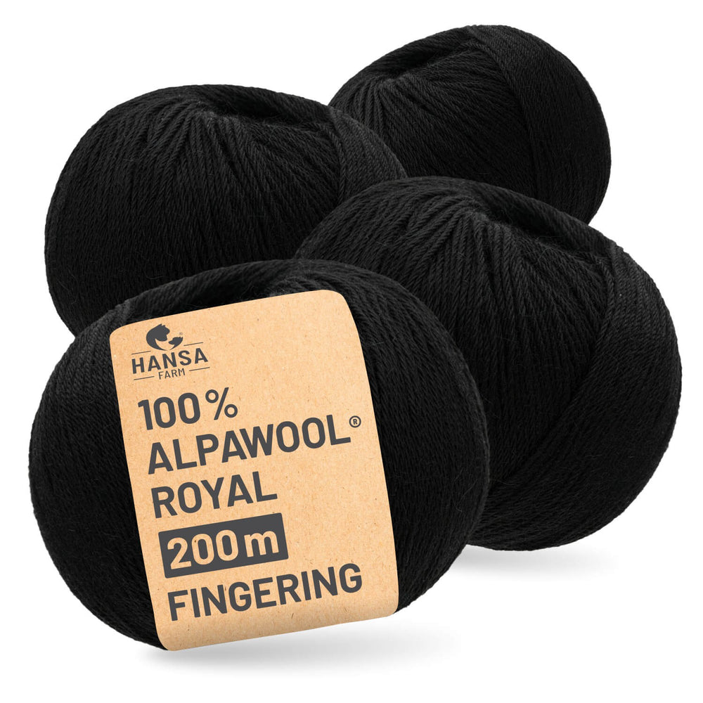 Alpawool® Royal 200 Fingering NFA15 - 4x50g Alpakawolle Schwarz
