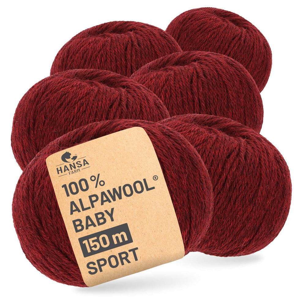 Alpawool® Baby 150 Sport HF179 - 6x50g laine d'alpaga vin rouge mélange
