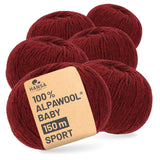 Alpawool® Baby 150 Sport HF179 - 6x50g Alpakawolle Weinrot Melange