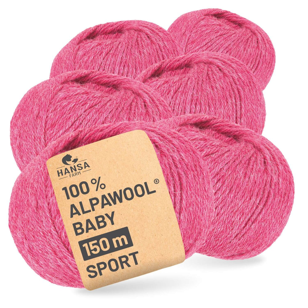 Alpawool® Baby 150 Sport HF191 - 6x50g Alpakawolle Himbeersahne Melange