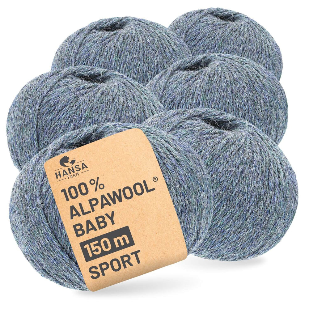 Alpawool® Baby 150 Sport HF243 - 6x50g Alpakawolle Grau-Grün Melange