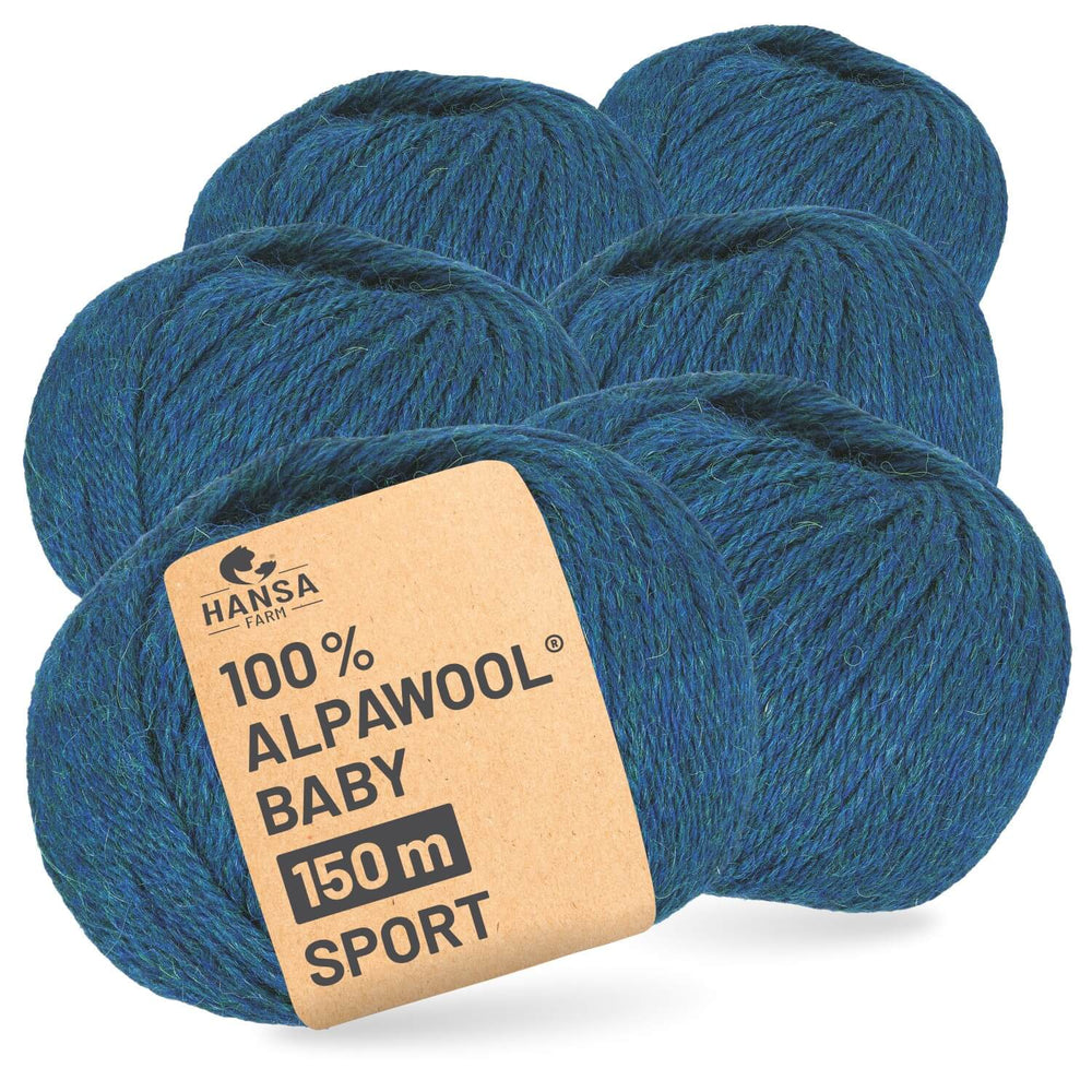 Alpawool® Baby 150 Sport HF259 - 6x50g Alpakawolle Deep Ocean Melange