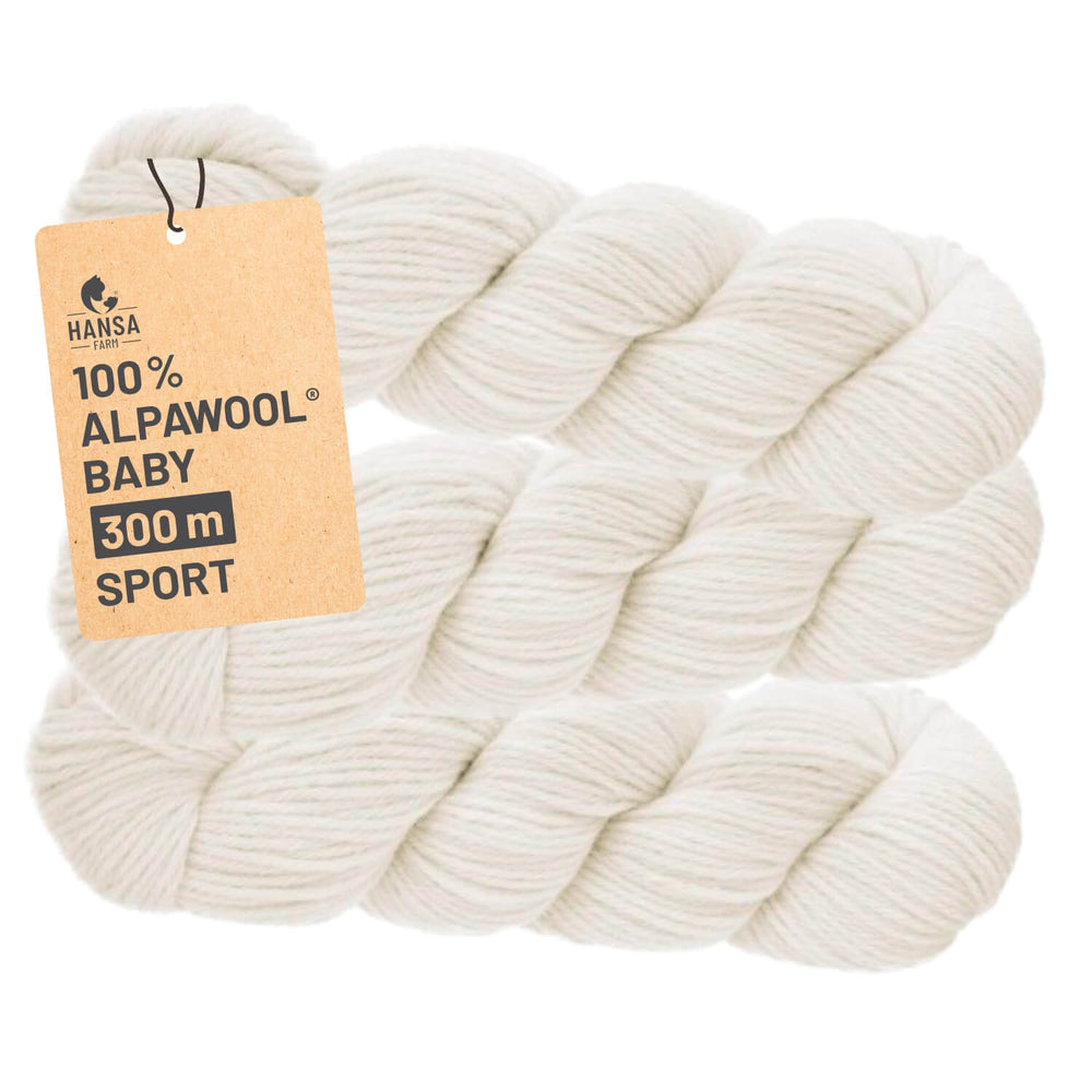 Alpawool® Baby 150 Sport NFA01HK - 3x100g Alpakawolle Natur Zopf
