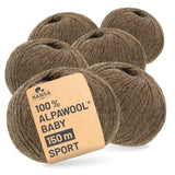 Alpawool® Baby 150 Sport NFA06 - 6x50g Alpakawolle Braun