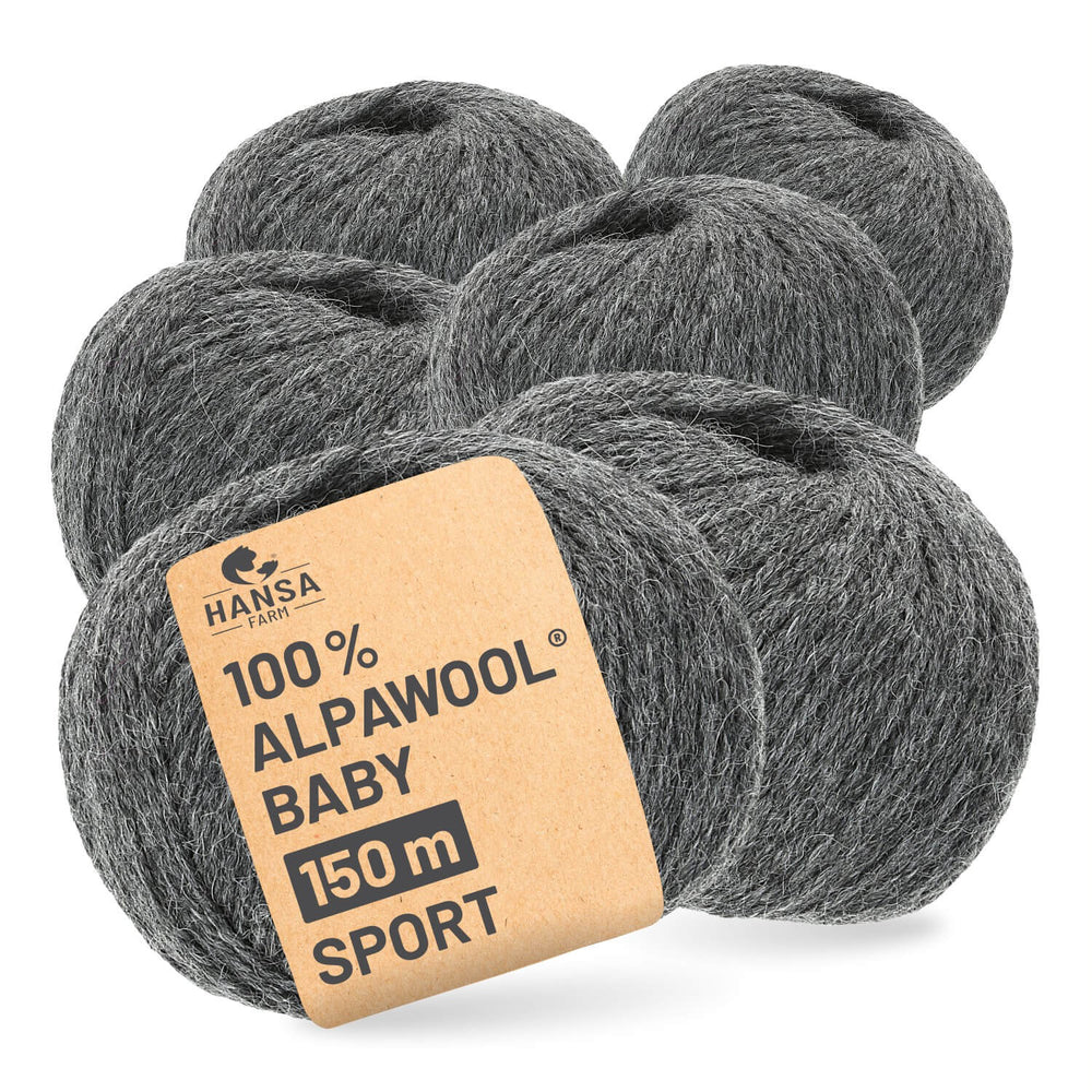 Alpawool® Baby 150 Sport NFA12 - 6x50g Alpakawolle Dunkelgrau
