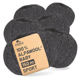 Alpawool® Baby 150 Sport NFA14 - 6x50g Alpakawolle Anthrazit