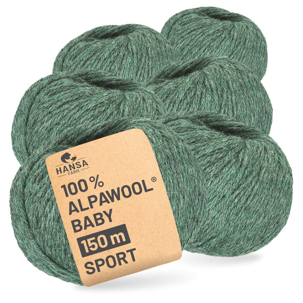 Alpawool® Baby 150 Sport HF275 - 6x50g Alpakawolle Smaragd Melange