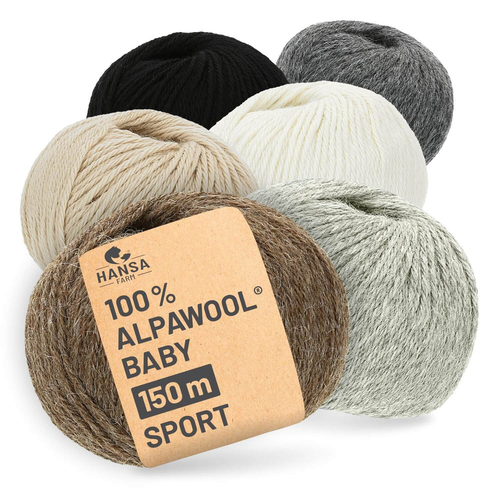 Alpawool® Baby 150 Sport Mix - 6x50g Alpakawolle Natur Mix-Set