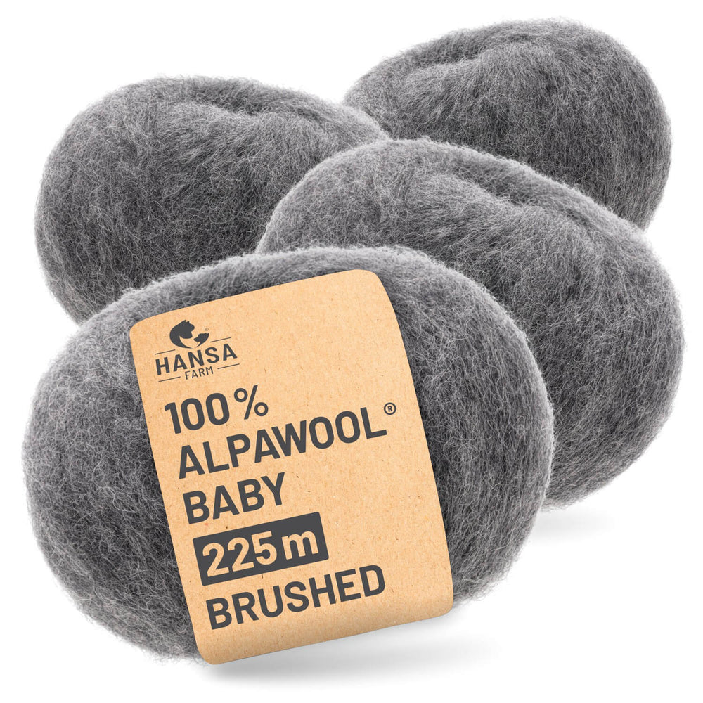Alpawool® Baby Brushed NFA12 - 4x50g Alpakawolle Dunkelgrau