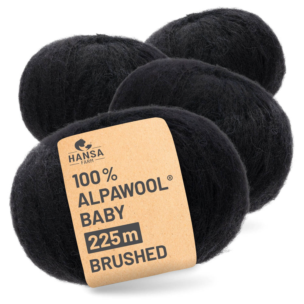 Alpawool® Baby Brushed NFA15 - 4x50g Alpakawolle Schwarz
