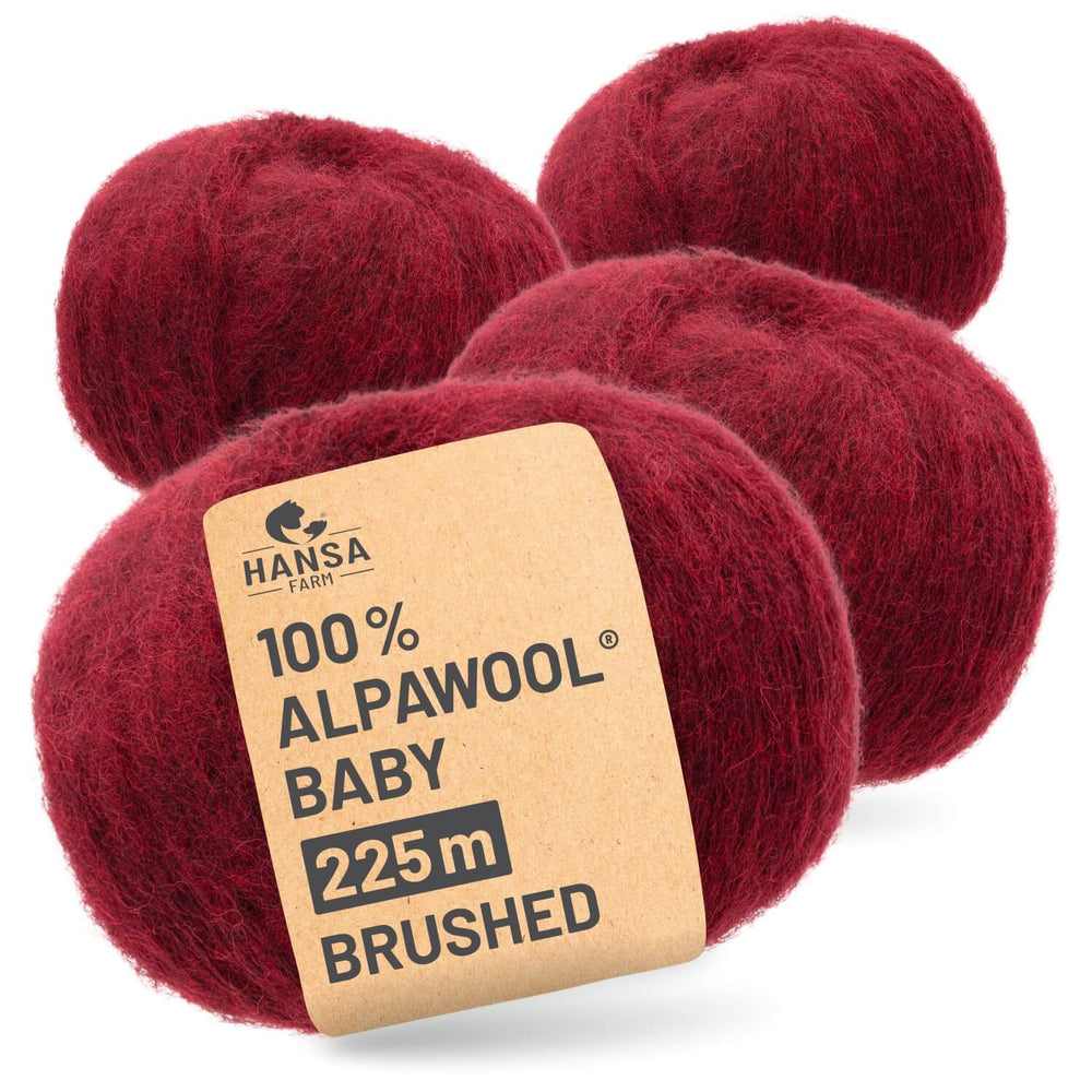 Alpawool® Baby Brushed HF179 - 4x50g Alpakawolle Weinrot Melange