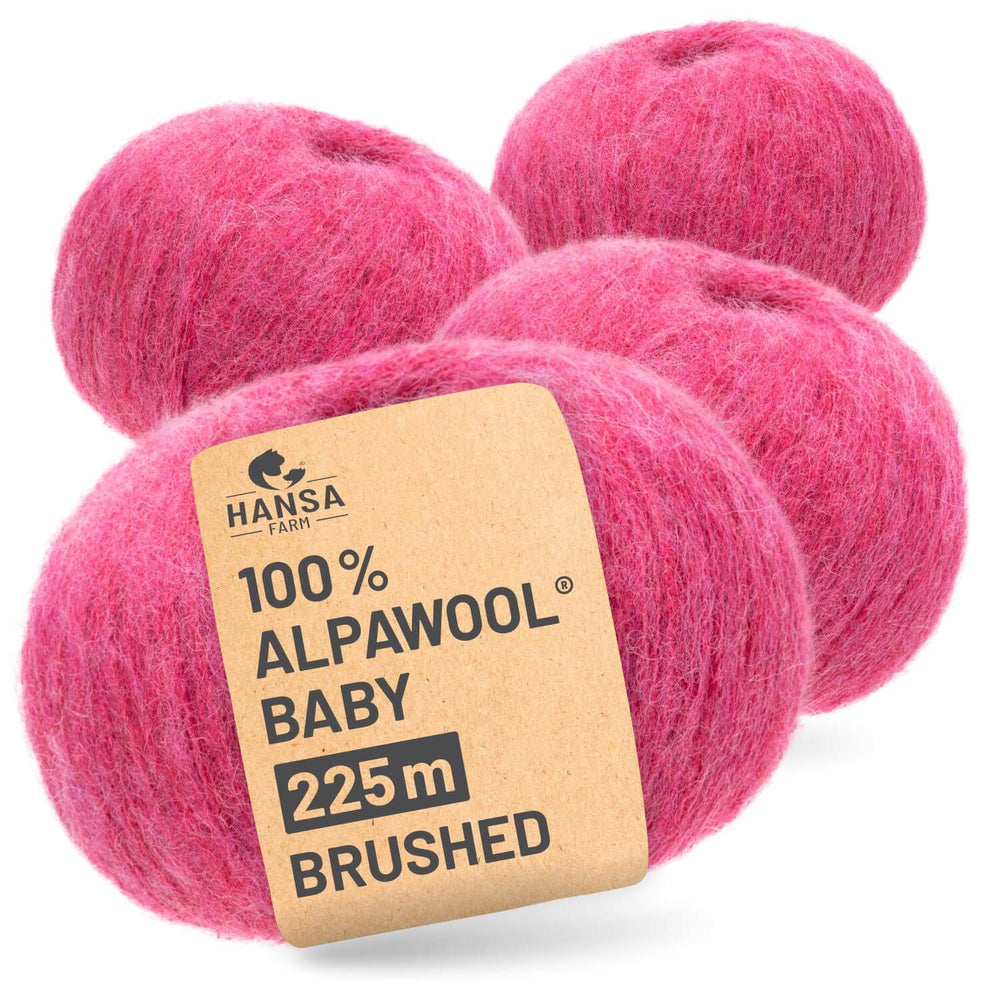 Alpawool® Baby Brushed HF191 - 4x50g Alpakawolle Himbeersahne Melange