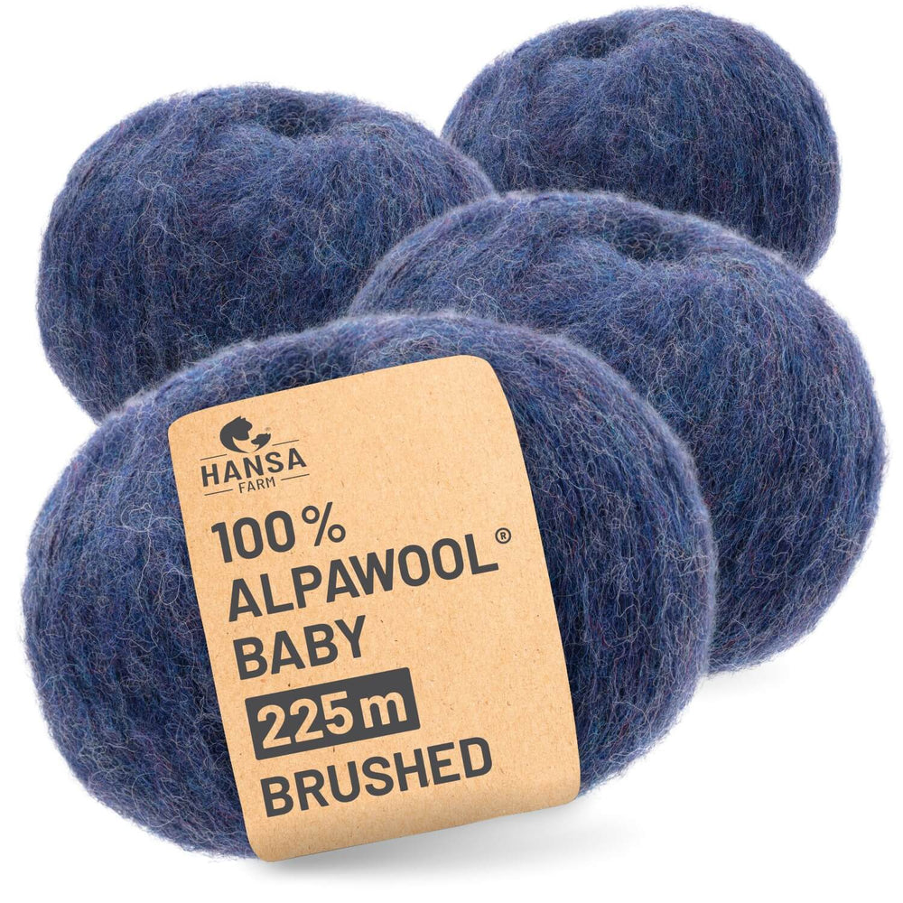 Alpawool® Baby Brushed HF236 - 4x50g Alpakawolle Dunkelblau Melange