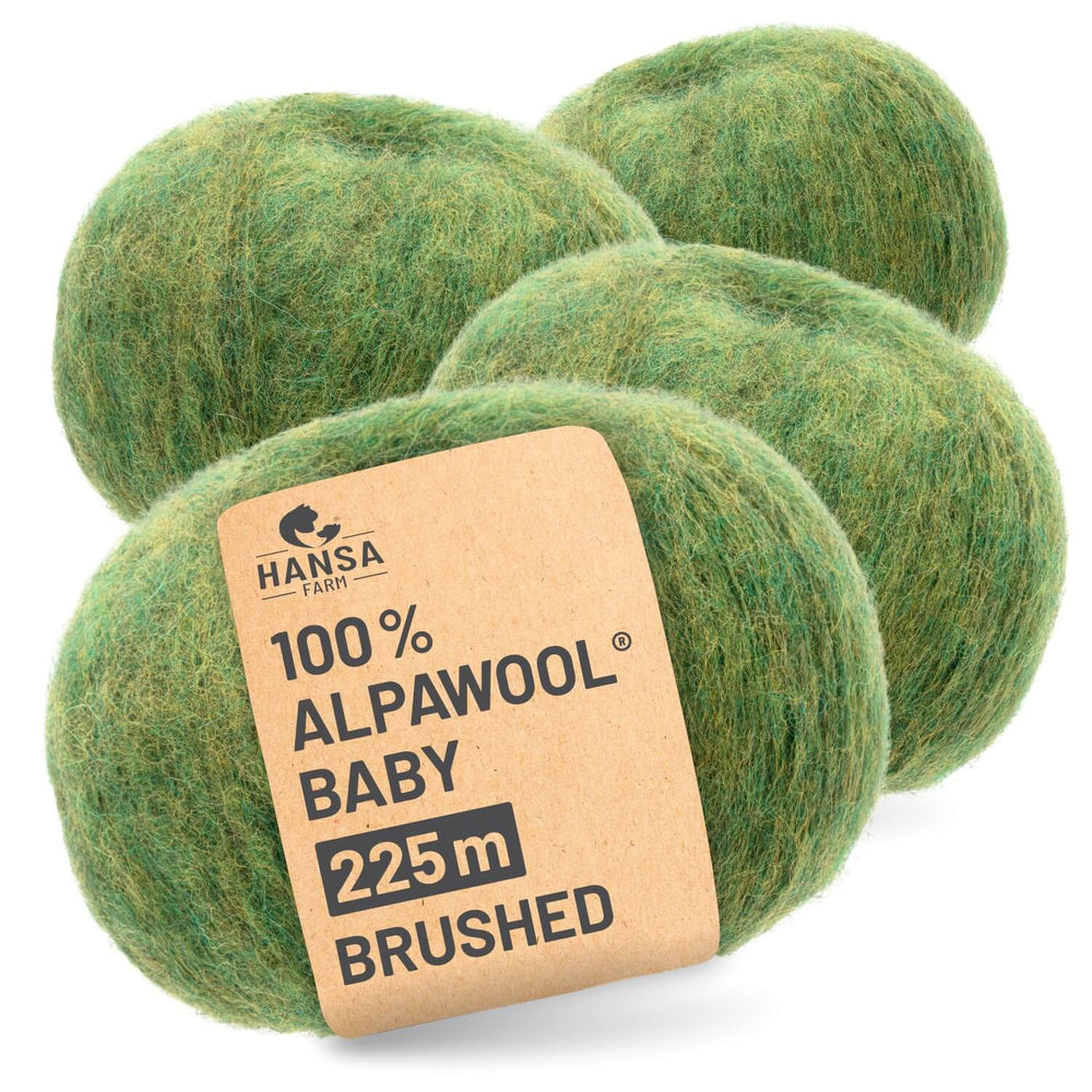Alpawool® Baby Brushed HF285 - 4x50g Alpakawolle Mittelgrün Melange