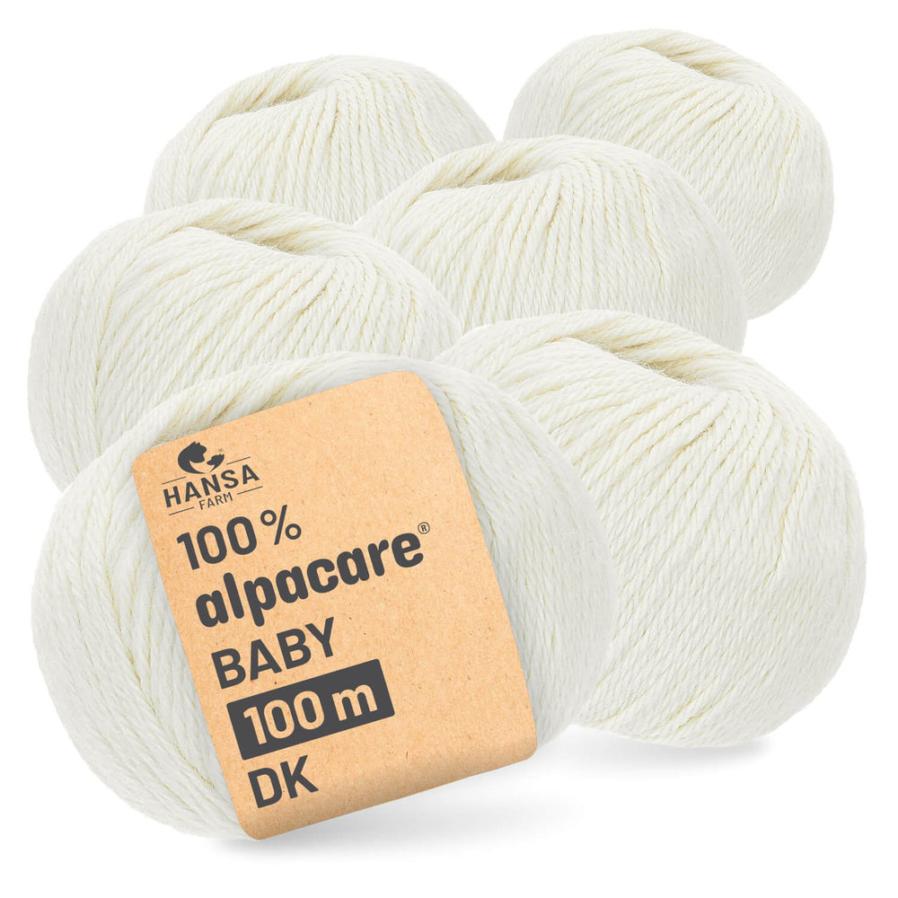 alpacare® Baby 100 DK waschbar NFA01 - 6x50g Alpakawolle Natur