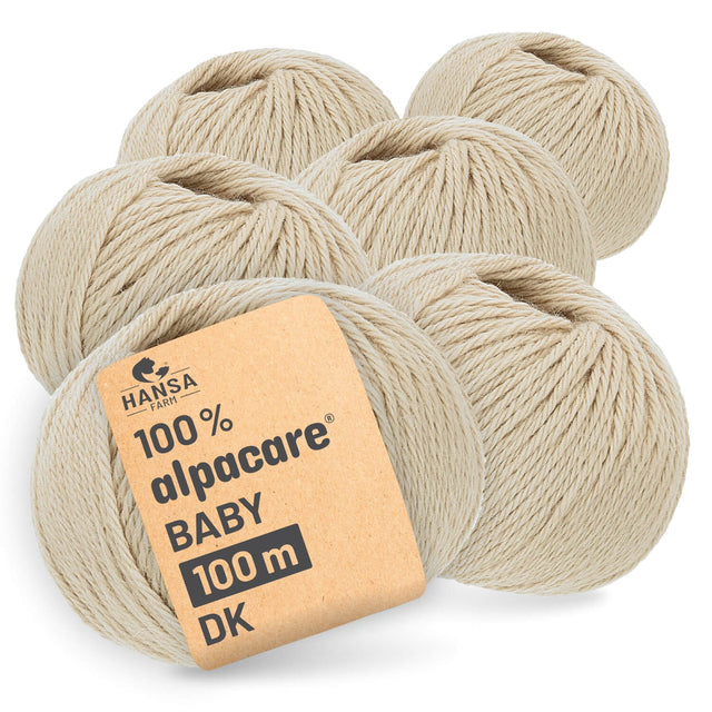 alpacare® Baby 100 DK waschbar NFA02 - 6x50g Alpakawolle Beige