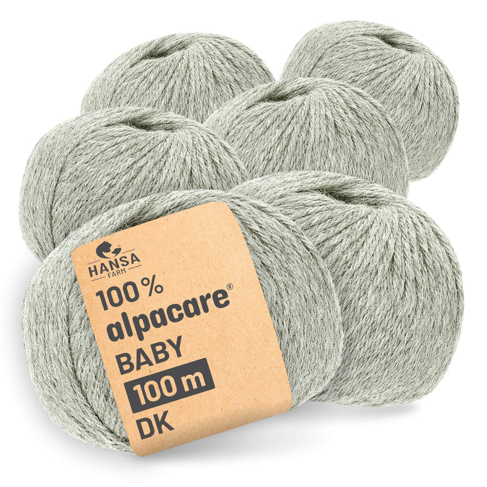 alpacare® Baby 100 DK waschbar NFA09 - 6x50g Alpakawolle Silbergrau