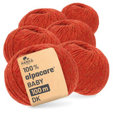 alpacare® Baby 100 DK waschbar HF149 - 6x50g Alpakawolle Orange Melange