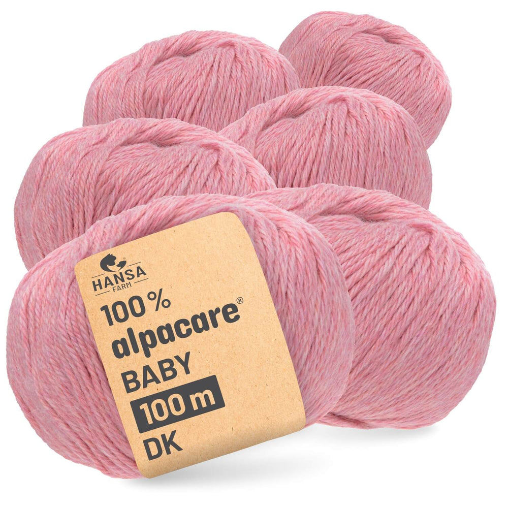 alpacare® Baby 100 DK waschbar HF161 - 6x50g Alpakawolle Perlrosa Melange