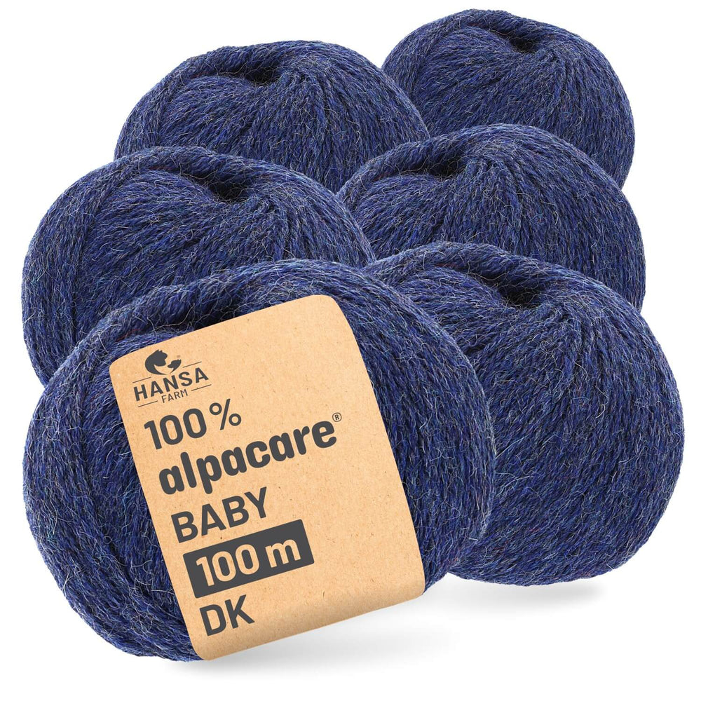 alpacare® Baby 100 DK waschbar HF236 - 6x50g Alpakawolle Dunkelblau Melange