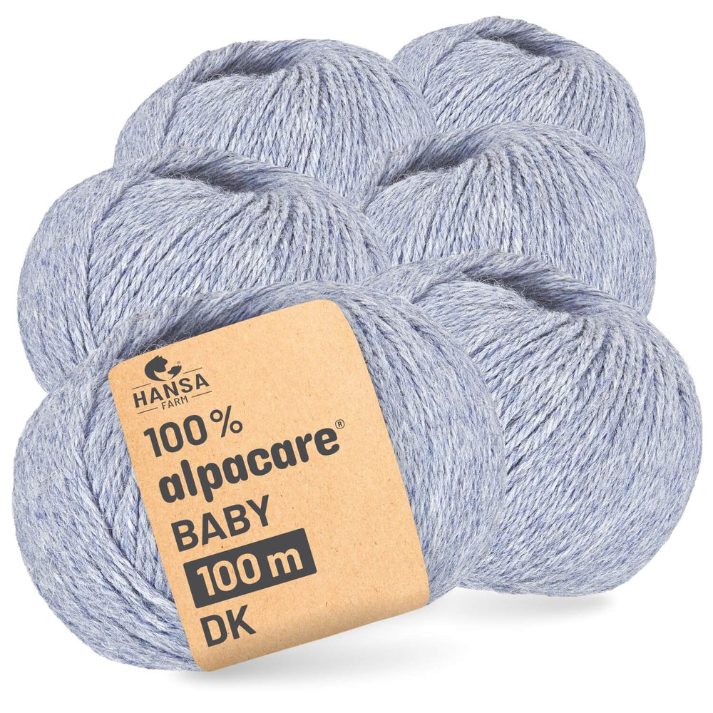 alpacare® Baby 100 DK waschbar HF241 - 6x50g Alpakawolle Gletscher Melange