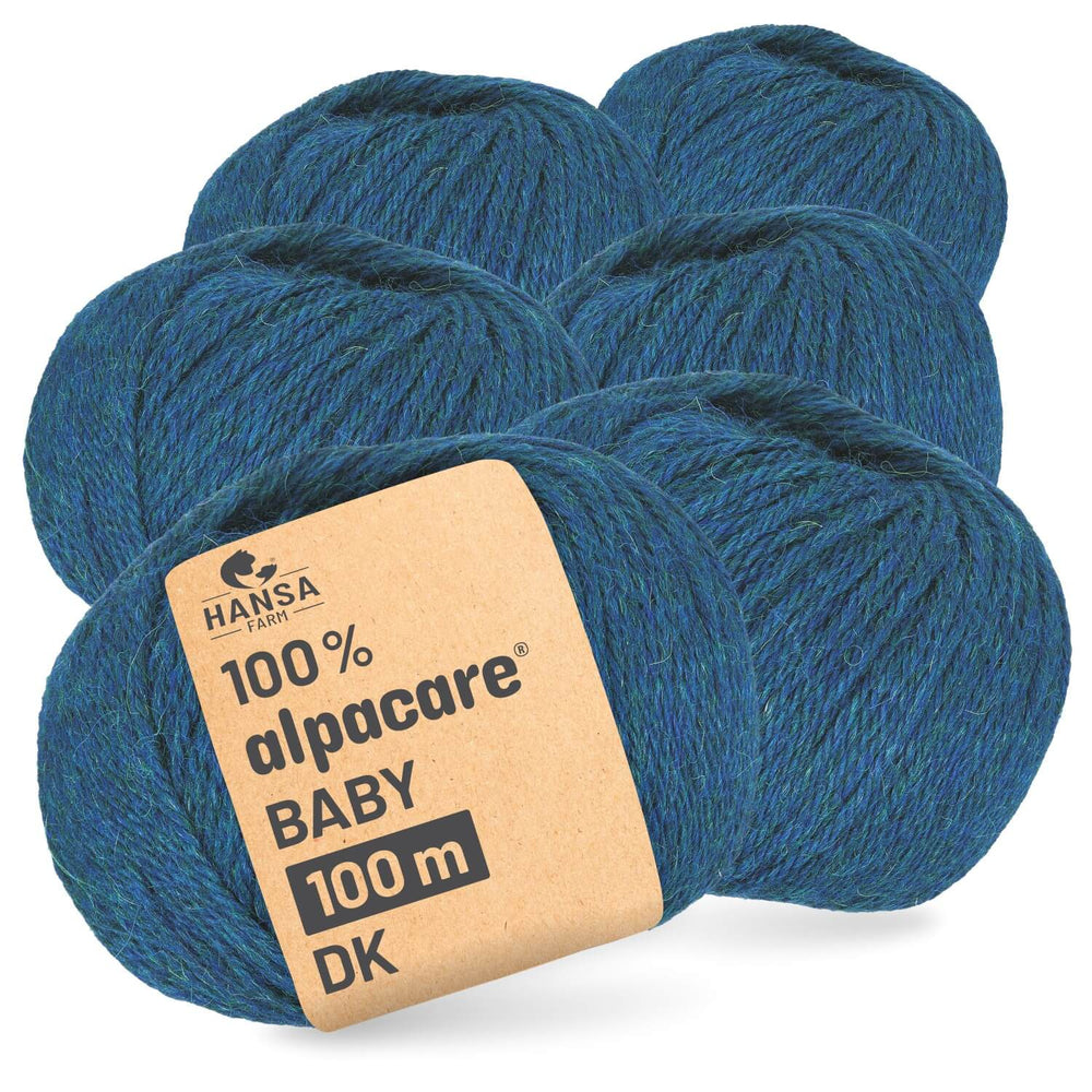 alpacare® Baby 100 DK waschbar HF259 - 6x50g Alpakawolle Deep Ocean Melange